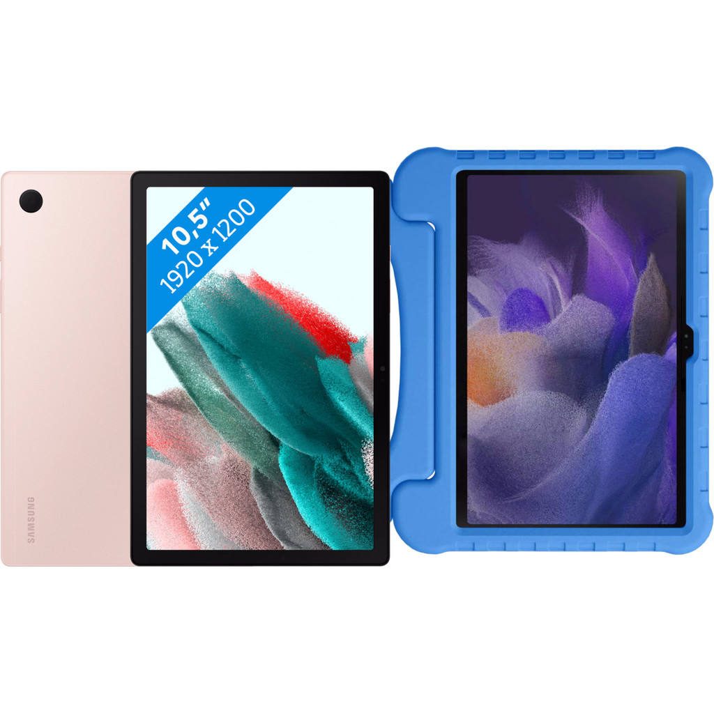 Samsung Galaxy Tab A8 32GB Wifi Roségoud + Just in Case Kids Cover Blauw