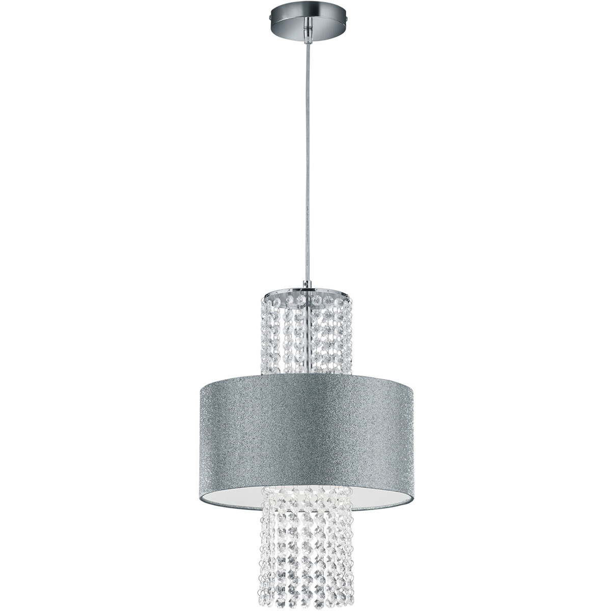 LED Hanglamp - Hangverlichting - Trion Kong - E27 Fitting - 1-lichts - Rond - Mat Zilver - Aluminium