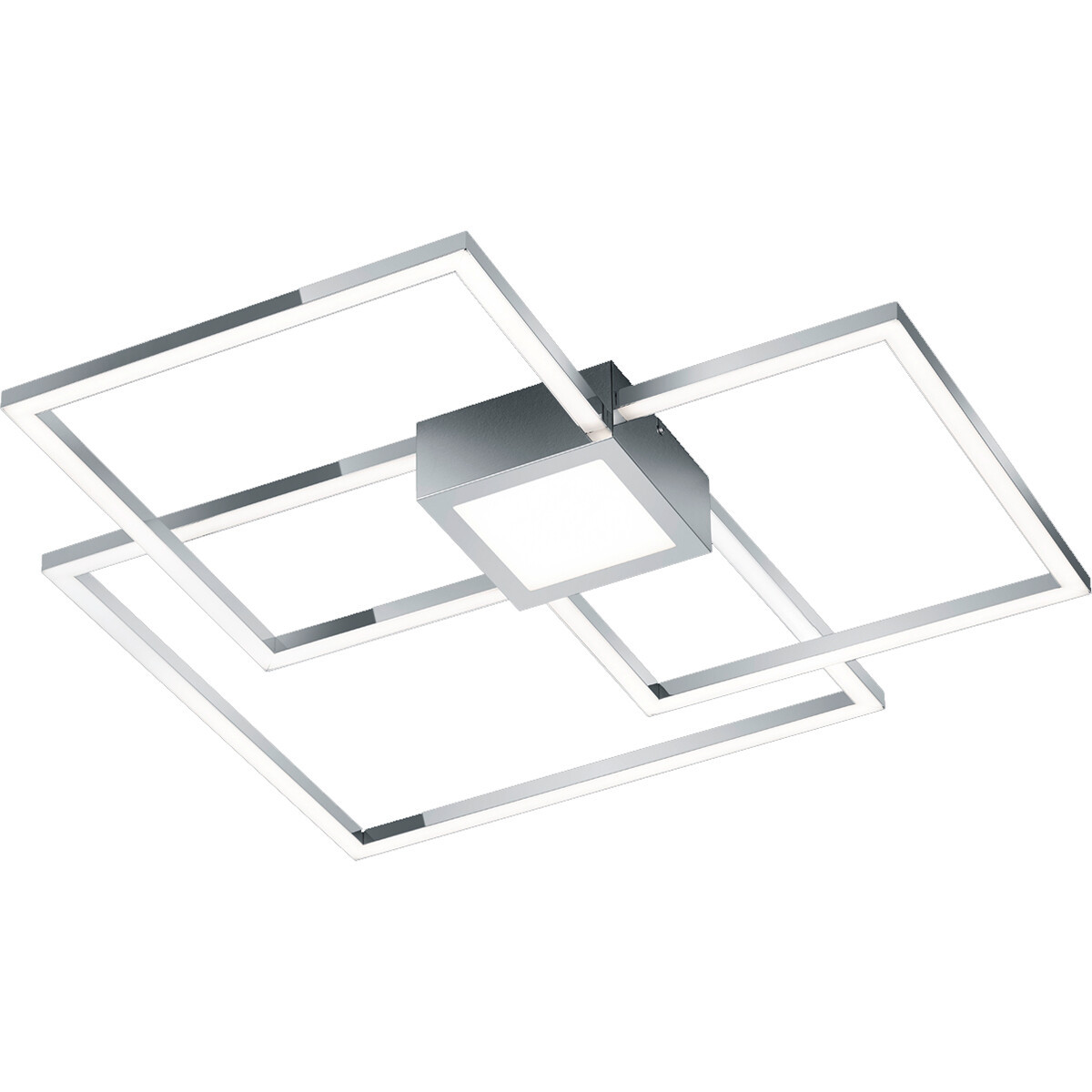 LED Plafondlamp - Trion Hydro - 38W - Natuurlijk Wit 4000K - Dimbaar - Vierkant - Mat Chroom - Aluminium