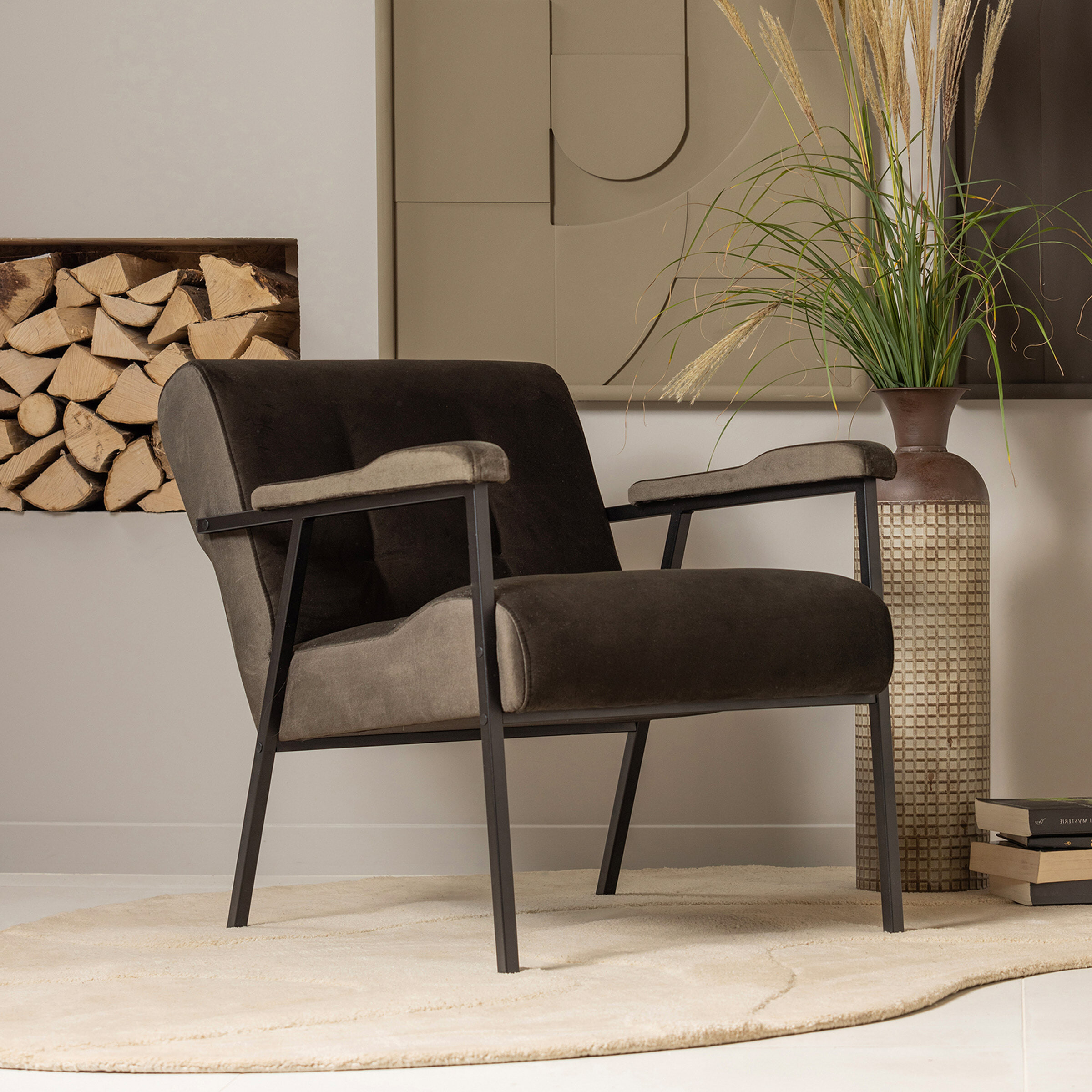 WOOOD Exclusive Fauteuil Scott Velvet - Warm Groen