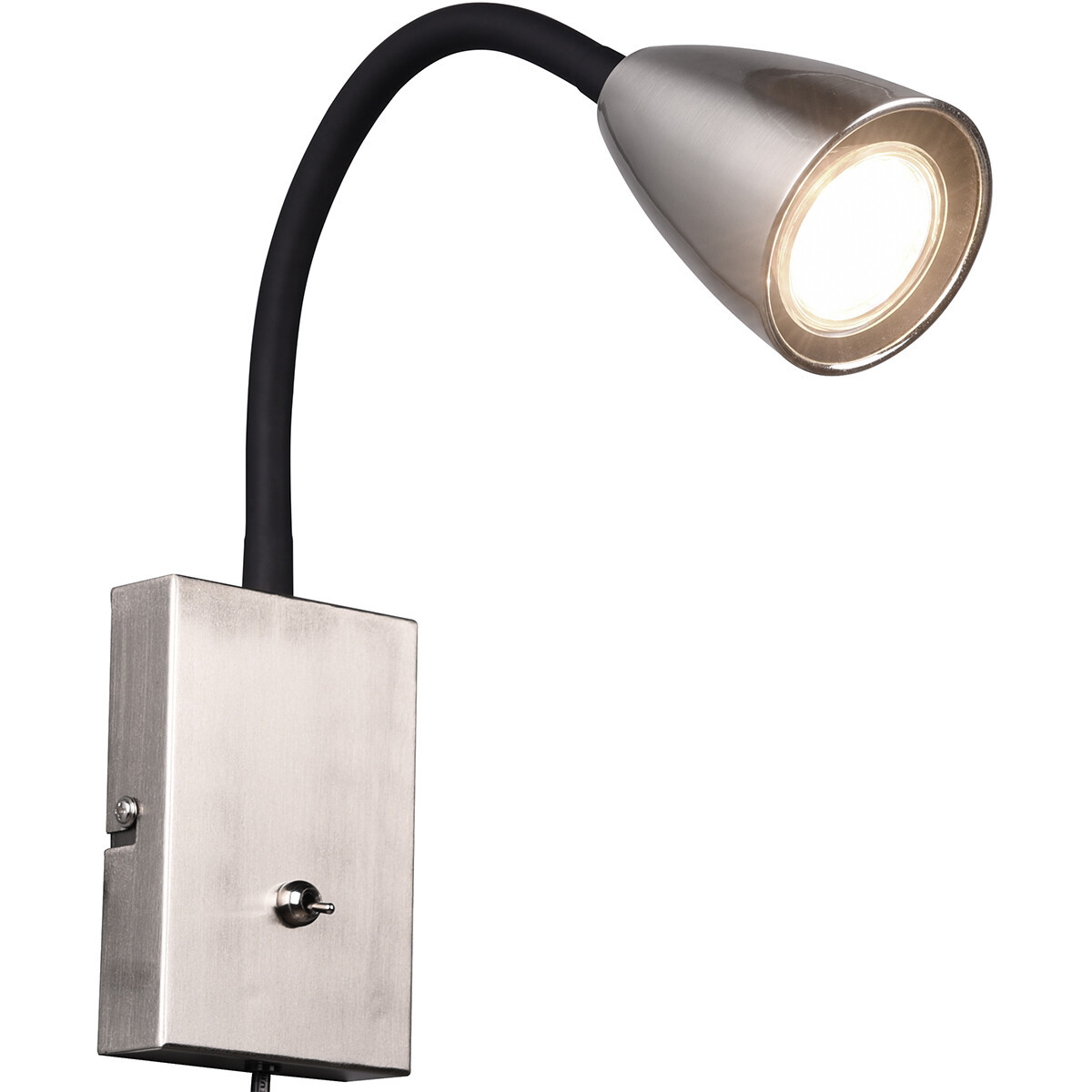 LED Wandspot - Wandverlichting - Trion Wolly - GU10 Fitting - 1-lichts - Rechthoek - Mat Nikkel - Aluminium