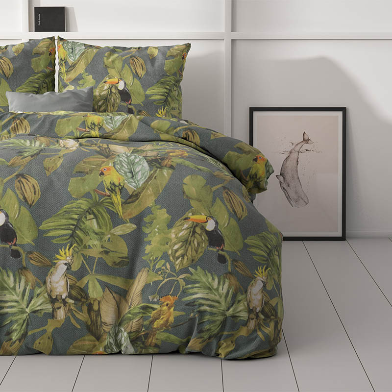 Dekbedovertrek Jungle Art 2 - Lits-Jumeaux (240x220 cm) - Meerkleurig Polyester-katoen - Dessin: Dieren - Sleeptime Elegance - Dekbed-Discounter.nl