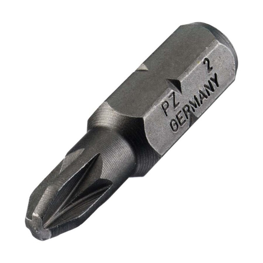 Witte pozidriv bit [10x] - gereduceerde kop - 1/4" - PZ 2 - 25 mm