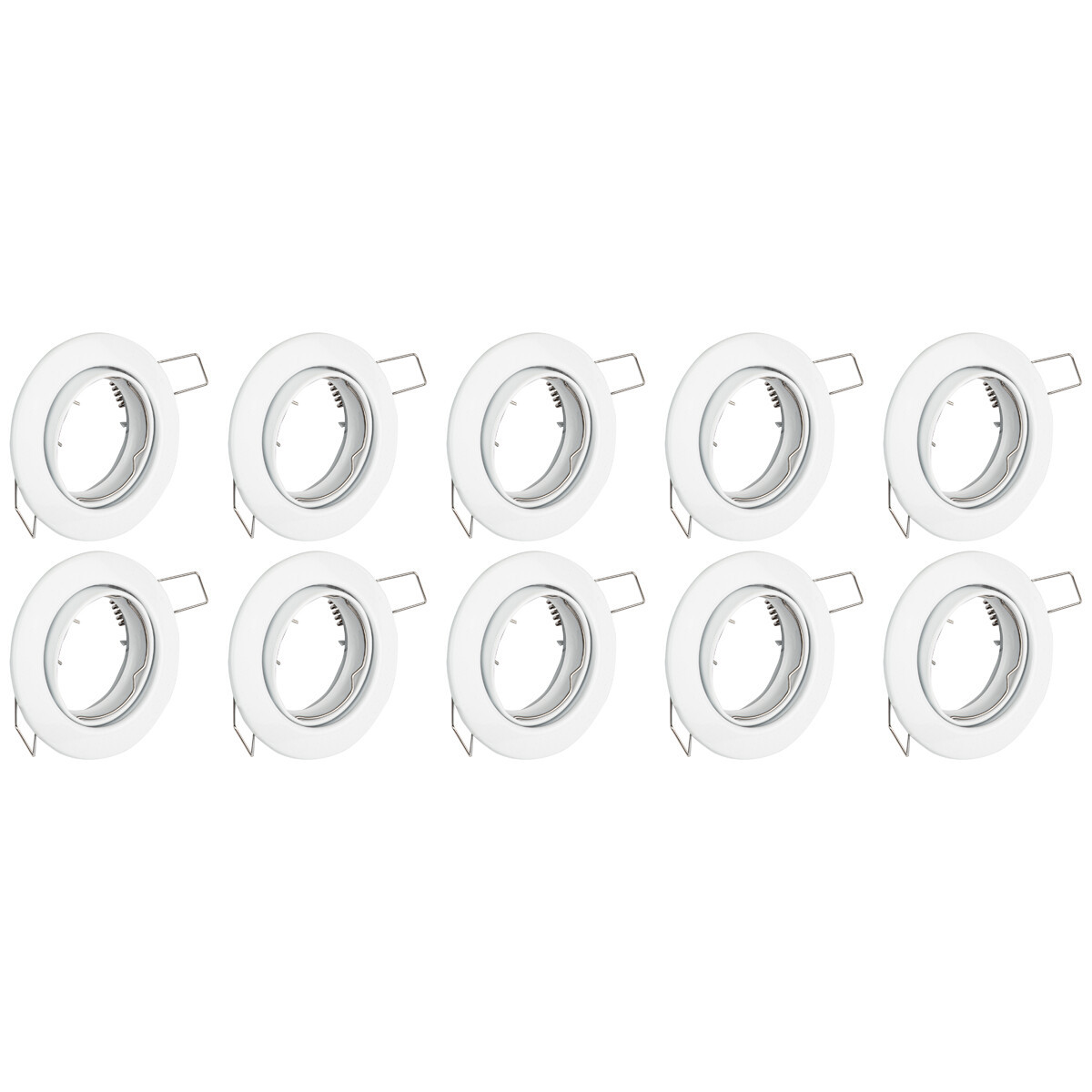 Spot Armatuur 10 Pack - GU10 Inbouwspot - Rond - Wit - Aluminium - Kantelbaar Ø82mm