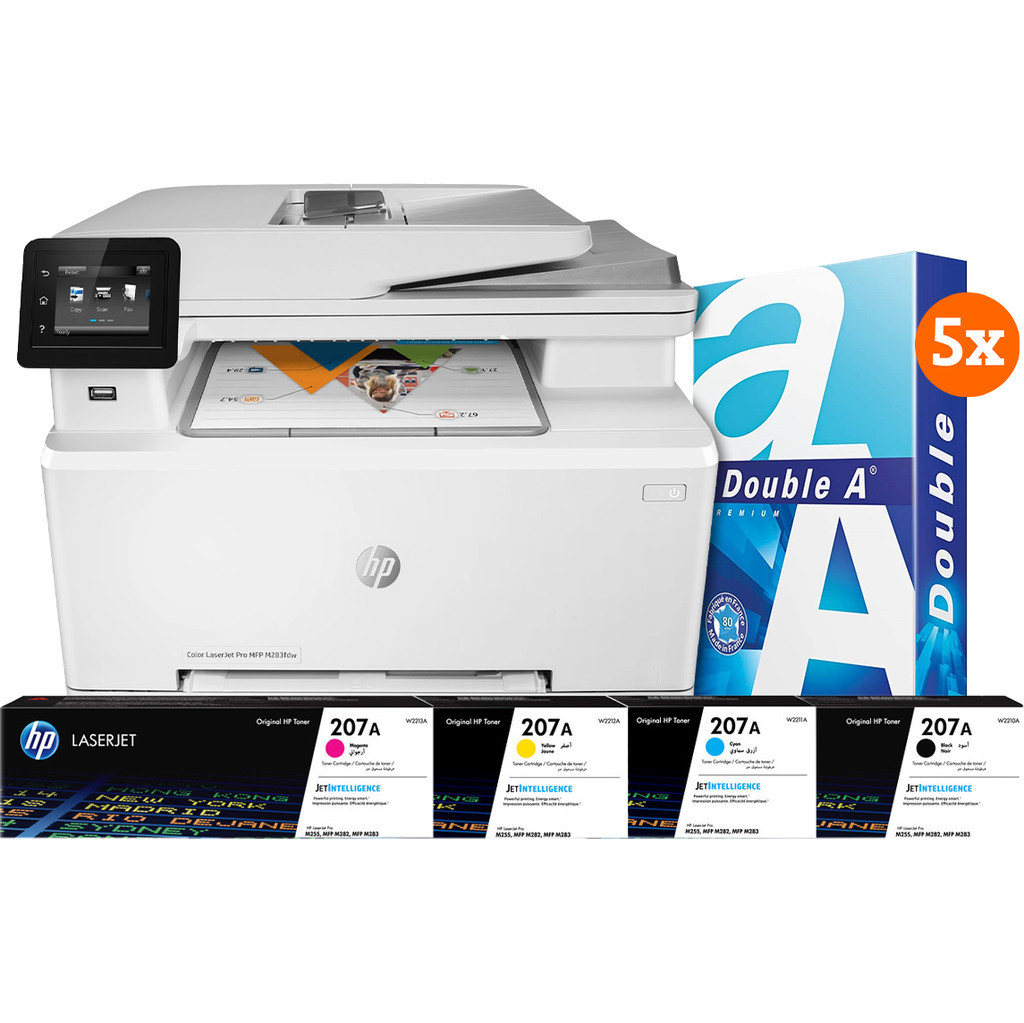 HP Color LaserJet Pro M283fdw MFP + 1 Extra Set Toners + 2.5