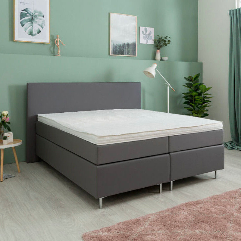 Boxspring Athena - Zwart & Wit & Grijs & Antraciet & Beige 0x0 cm - Pocketvering - Inclusief Topper - Dekbed-Discounter.nl