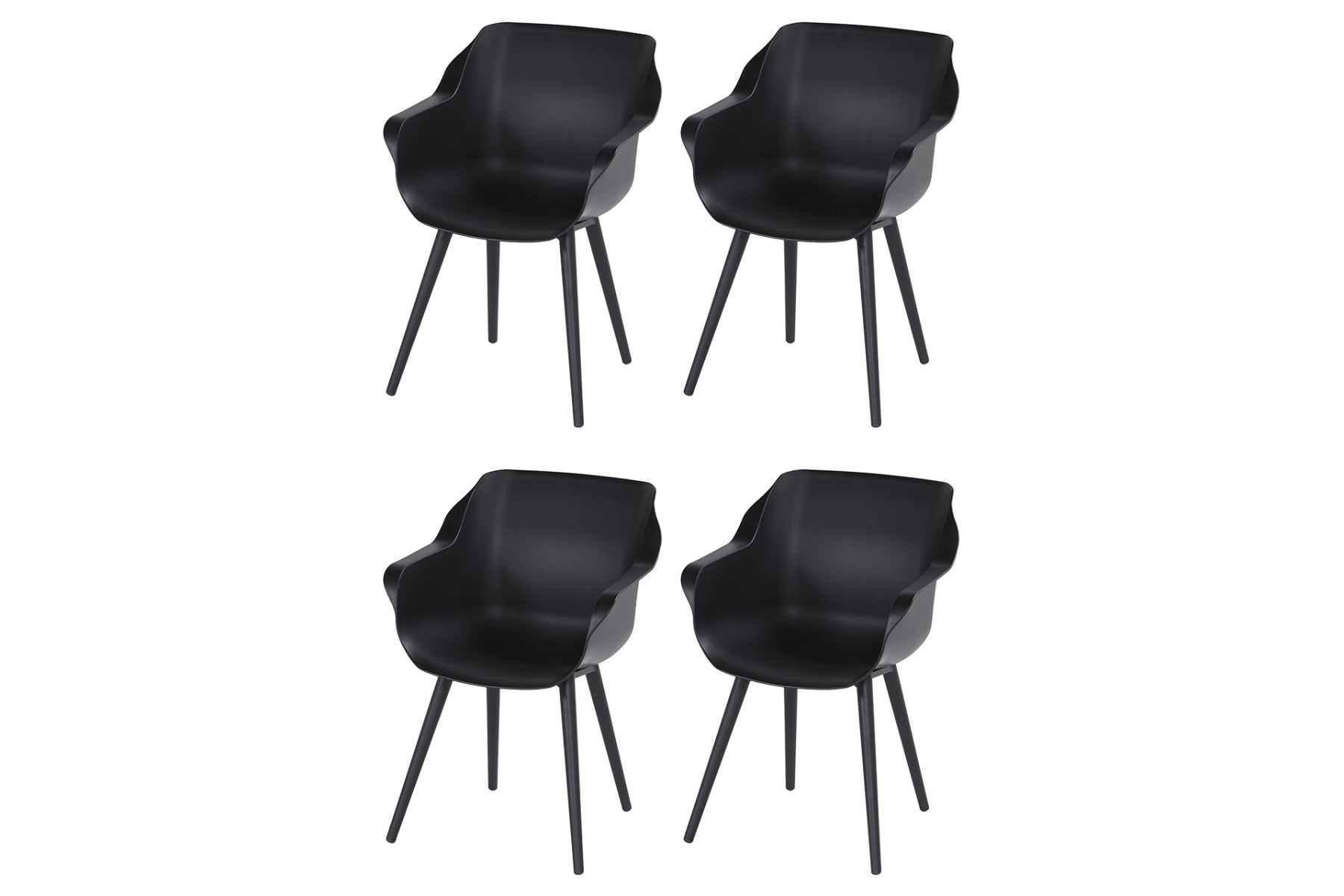 Set van 4 - Hartman Sophie Studio dining armstoel - Carbon Black