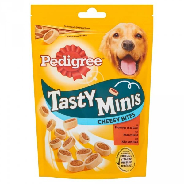 Pedigree Tasty Minis Cheesy Bites met kaas en rund hondensnacks 6 x 140 g