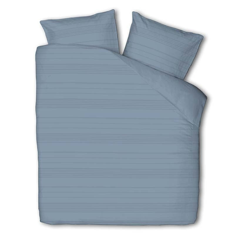 Dekbedovertrek Luna Embossed Stripes - Eenpersoons (140x220 cm) - Blauw Microvezel - Dessin: Strepen - Luna Bedding - Dekbed-Discounter.nl