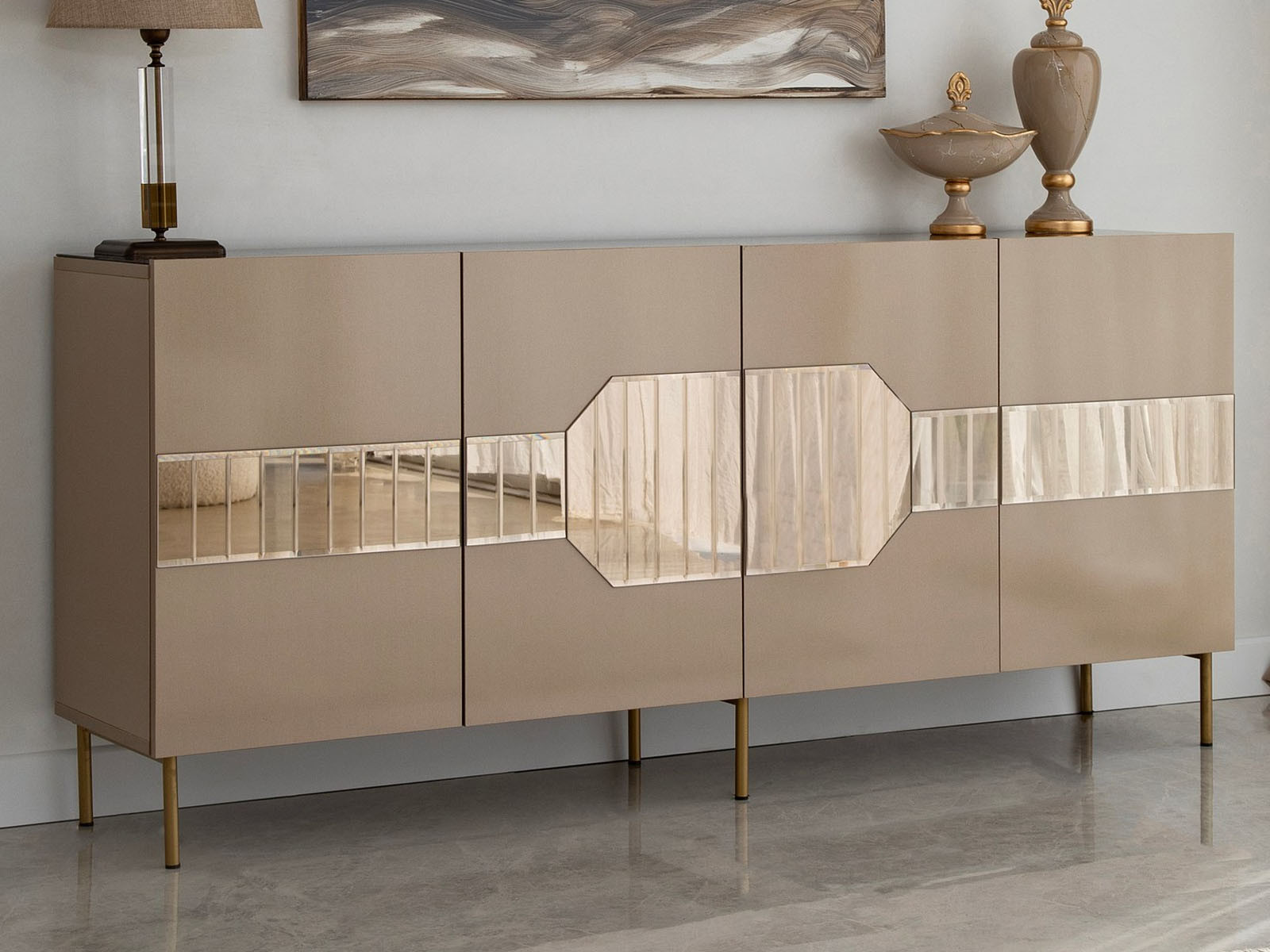 Dressoir MILONA 4 deuren brons/goud