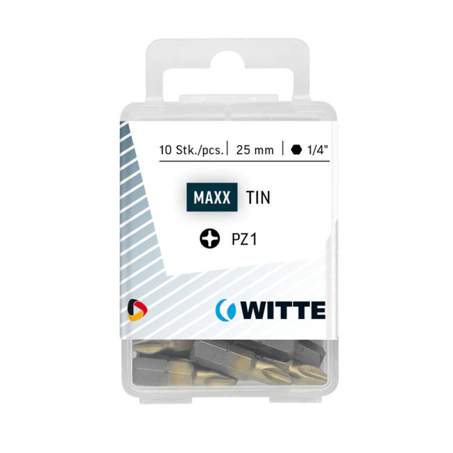 Witte pozidriv bit MAXX tin [10x] - 1/4&apos;&apos; - PZ 1 - 25 mm