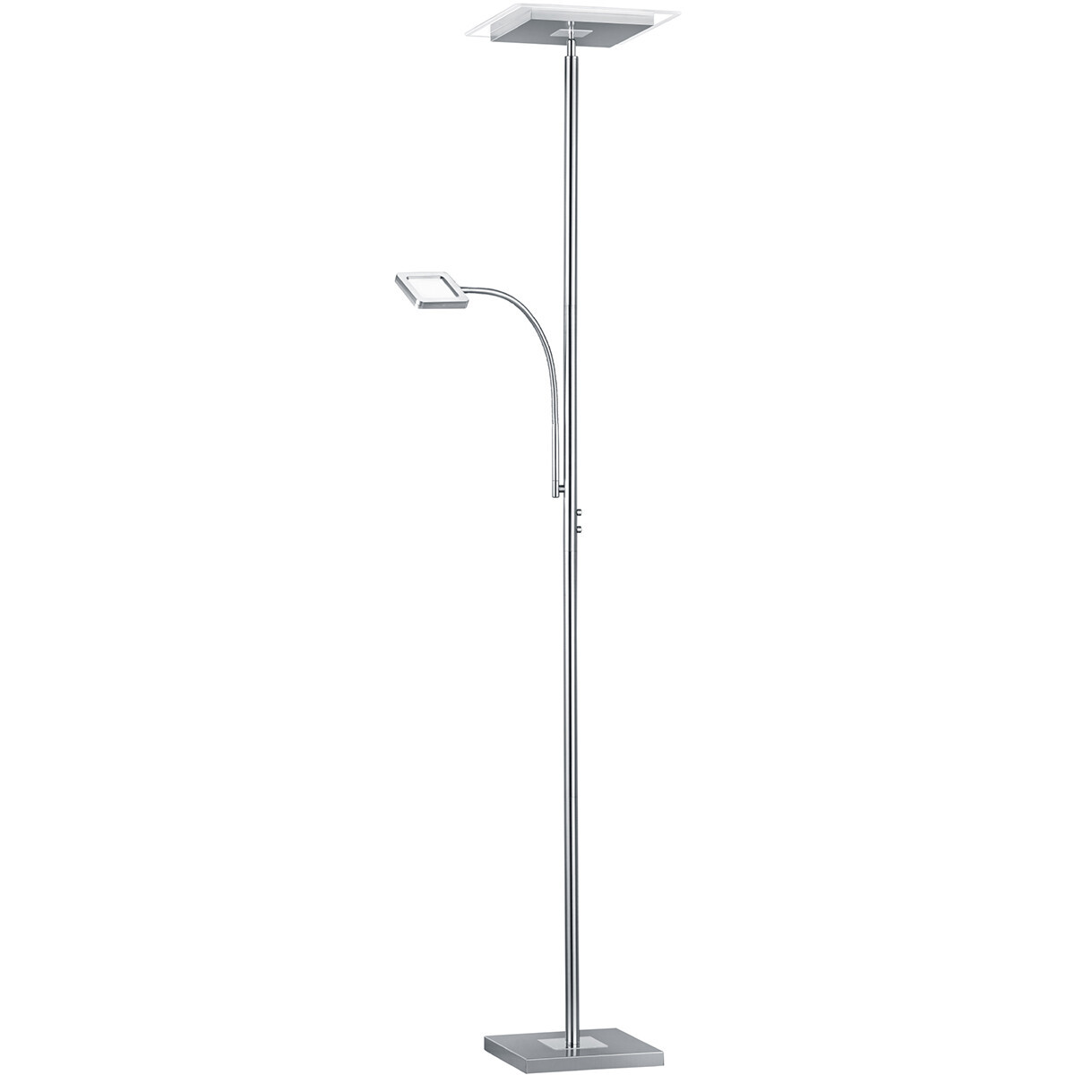 LED Vloerlamp - Trion Wickan - 22W - Warm Wit 3000K - 2-lichts - Dimbaar - Vierkant - Mat Nikkel - Aluminium