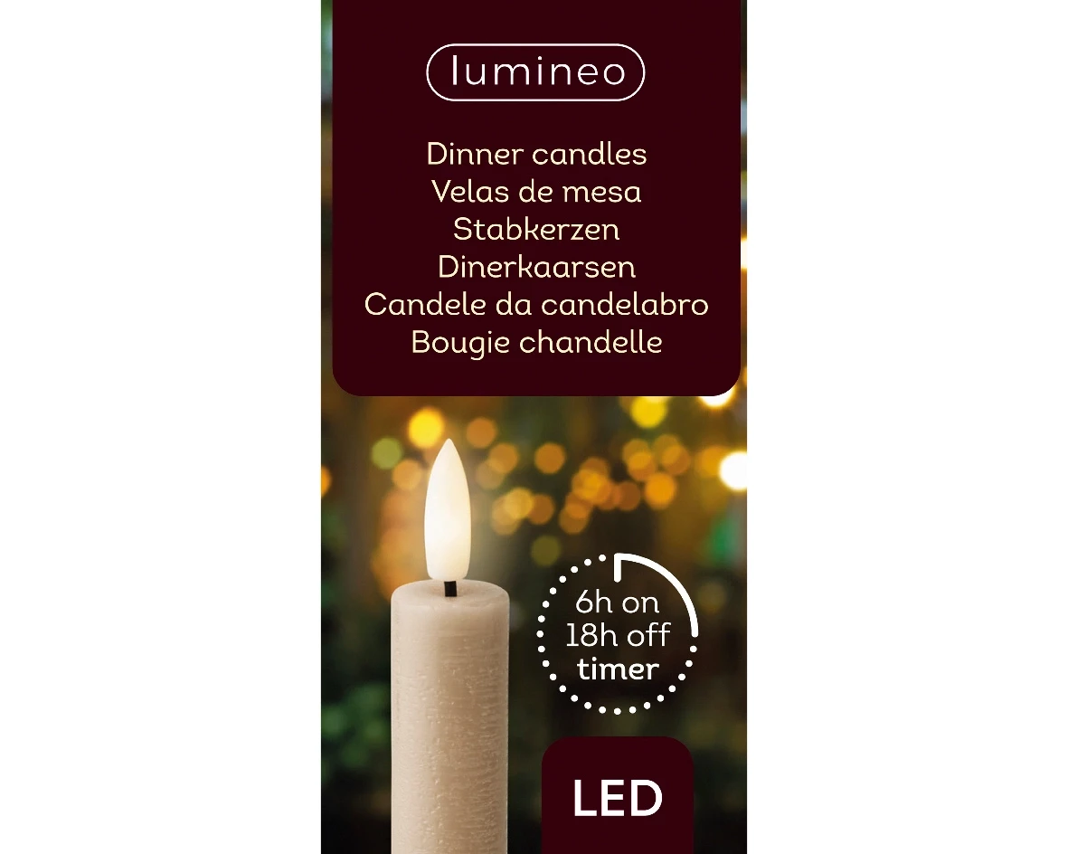 Lumineo LED dinerkaars 2x24cm licht grijs/warm wit 2st