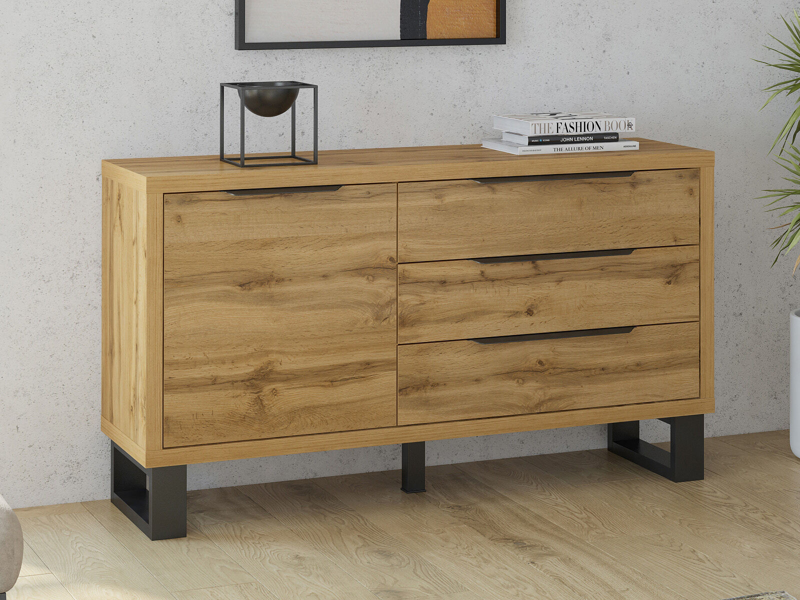 Dressoir HALO 1 deur 3 lades wotan eik