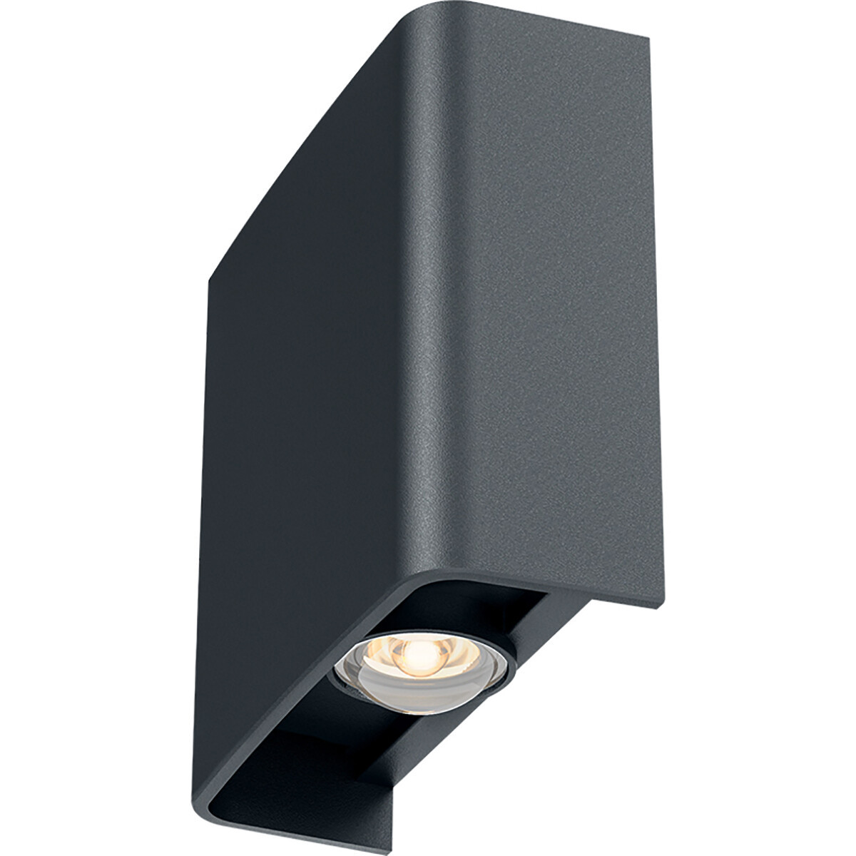 LED Wandlamp - Brinton Victo - Up & Down - 2W 180lm - Helder/Koud Wit 6000K - Voor Buiten en Binnen - Waterdicht IP65 - Rechthoek - Antraciet