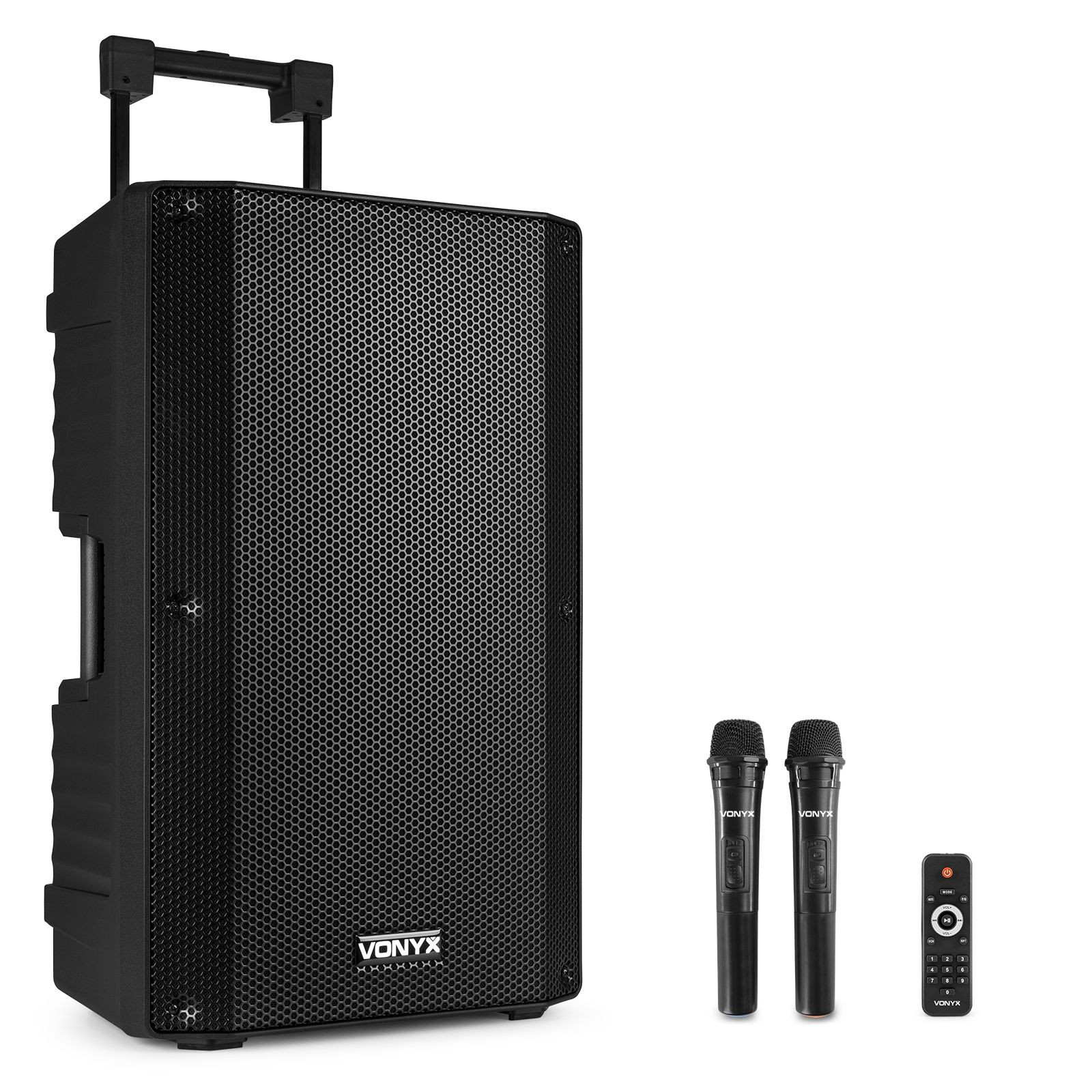 Vonyx VSA700 ABS 15" portable speaker met Bluetooth en 2x draadloze