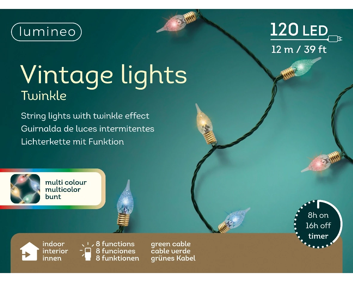 Lumineo 120 Led vintage verlichting 12m multi