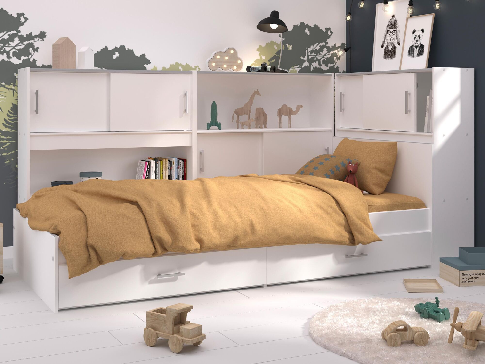 Bed SNOOPY DELUXE 90x200 cm met hoofdeinde wit