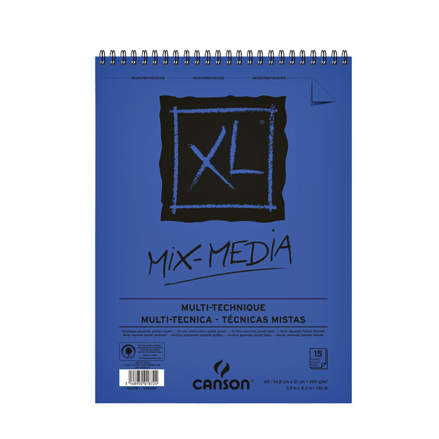 Aquarelblok Canson XL A5 15V 300gr spiraal