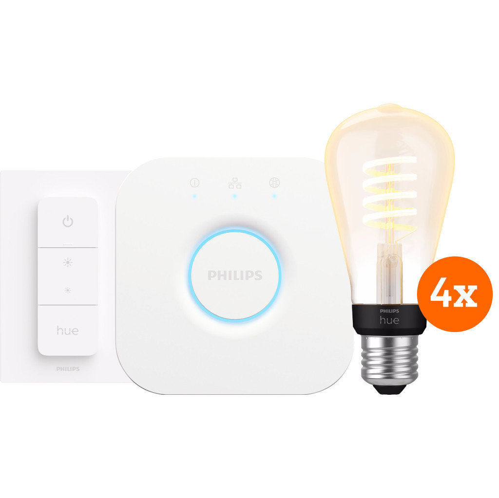 Philips Hue Filament White Ambiance Edison 4-Pack Startpakket