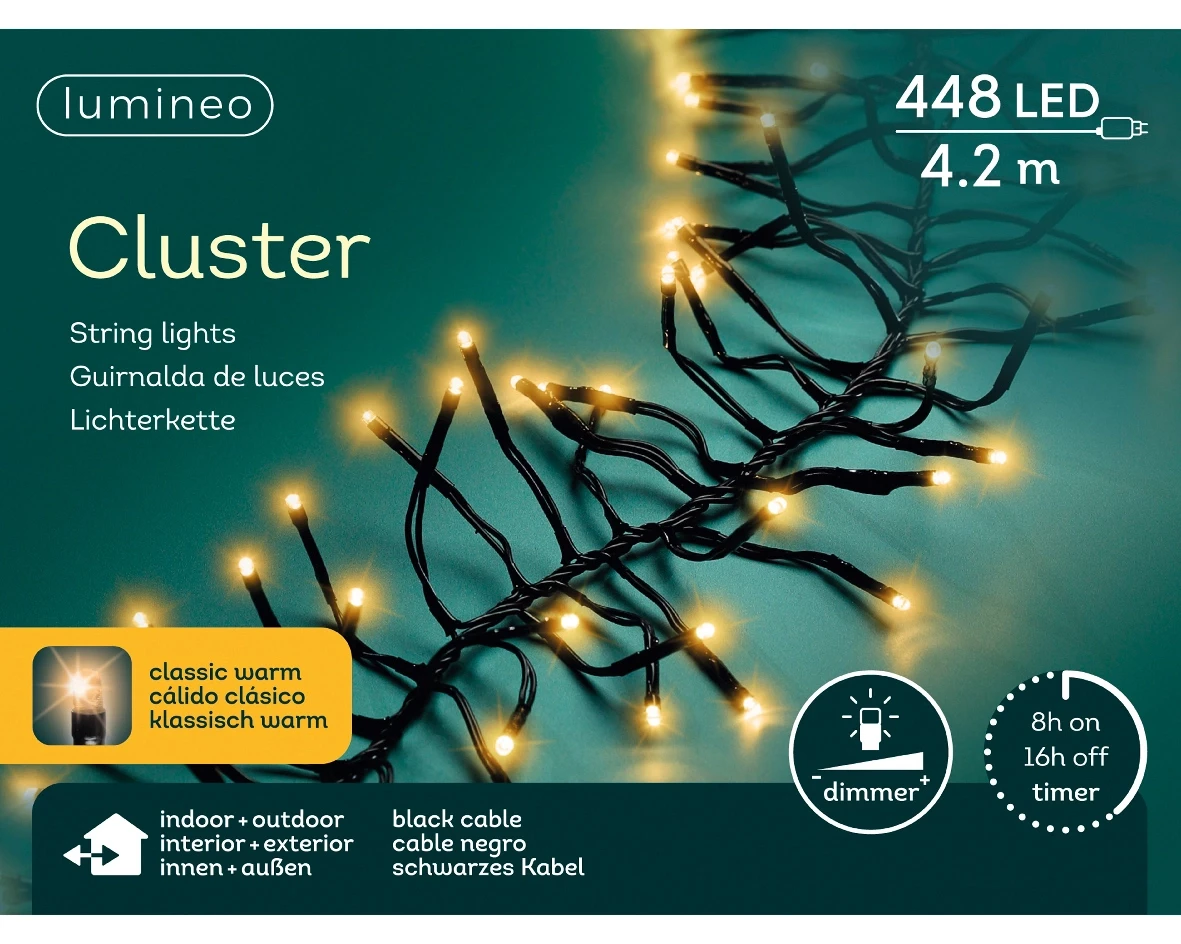 Lumineo clusterverlichting 4.2m 448led klassiek warm