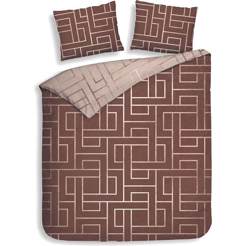 Dekbedovertrek Roja - Lits-Jumeaux (240x220 cm) - Bruin & Taupe & Beige Katoen - Dessin: Patroon - Heckett Lane - Dekbed-Discounter.nl