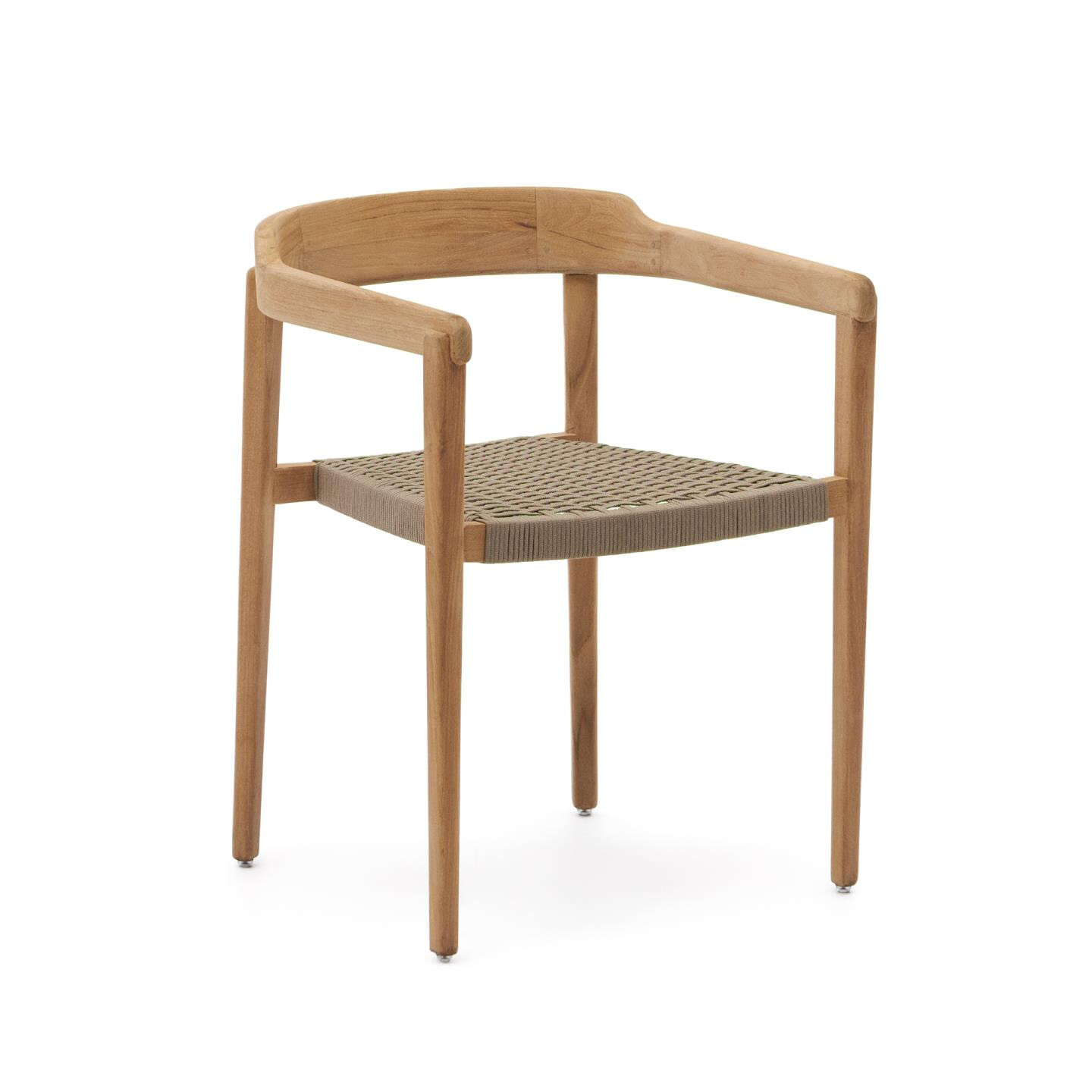 Kave Home Eetkamerstoel Icaro Teakhout en touw - Beige