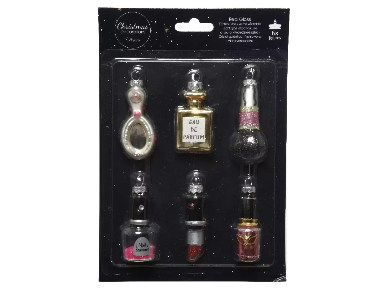 kerstballen mini set glas l2.9b2.5h7 multi ass 6st