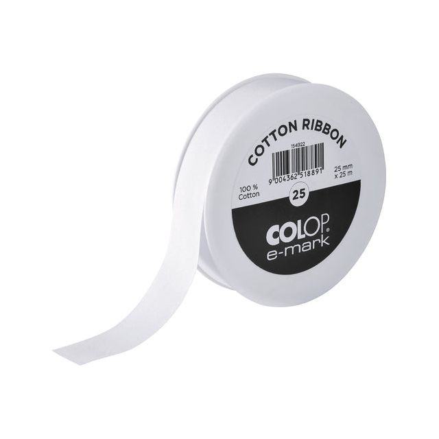 Tekststempel Colop E-Mark katoenen lint 25mm x 25m