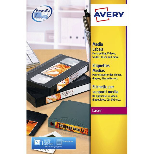 Etiket Avery L7666-25 70x52mm voor 3.5 inch  disk 250stuks | Pak a 25 vel