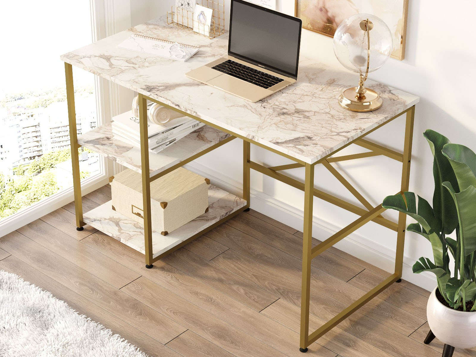 Bureau VIXEO 120 cm wit/goud