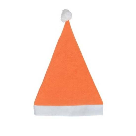 Voordelige kerstmuts - oranje - voor volwassenen - polyester - 59 cm - kerstaccessoires