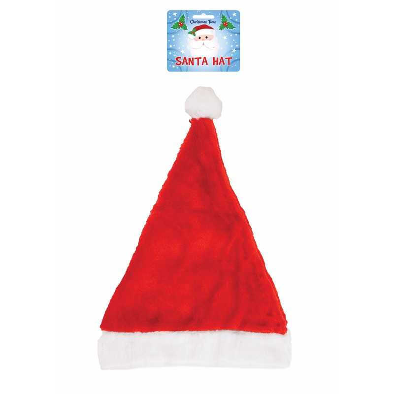 Kerstmuts - rood - voor volwassenen - budgetmuts - 29 x 42 cm - pluche