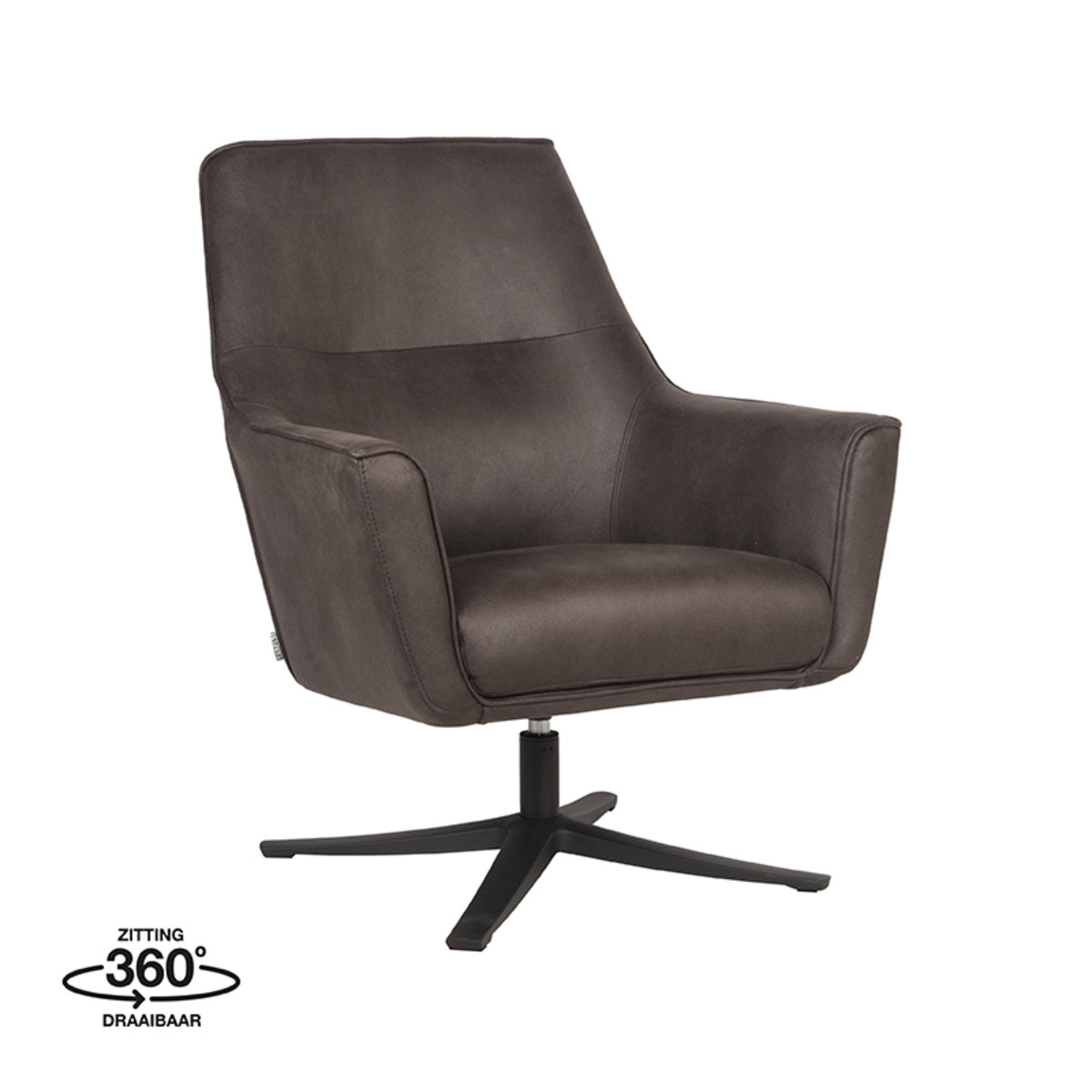 LABEL51 Fauteuil Tod - Antraciet - Microfiber