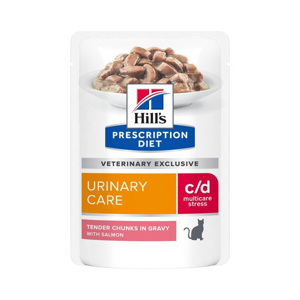 Hill&apos;s Prescription Diet C/D Multicare Stress Urinary Care met zalm maaltijdzakje multipack 4 dozen (48 x 85 g)