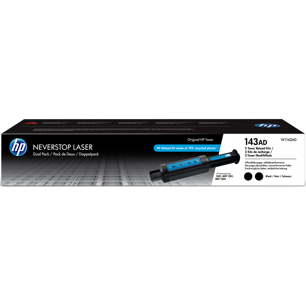 HP 143AD Neverstop Tonerbijvulkit Zwart Duo Pack