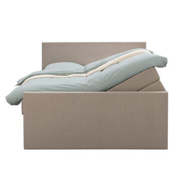 Boxspring met opbergruimte en voetbord Liv egaal - beige - 160x200cm - Leen Bakker