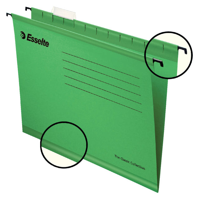 Esselte hangmappen voor laden Classic tussenafstand 330 mm, groen, doos van 25 stuks