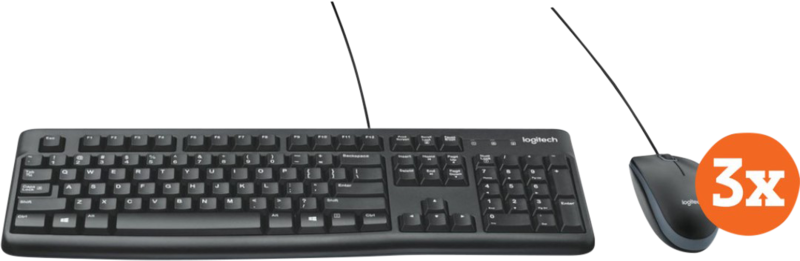 Logitech MK120 Toetsenbord en Muis QWERTY 3-Pack