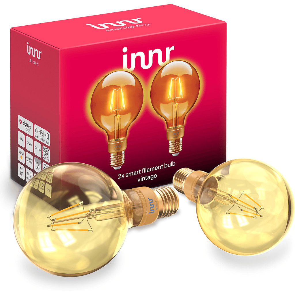 Innr Filament E27 Globe Vintage 2-pack - werkt met Philips Hue