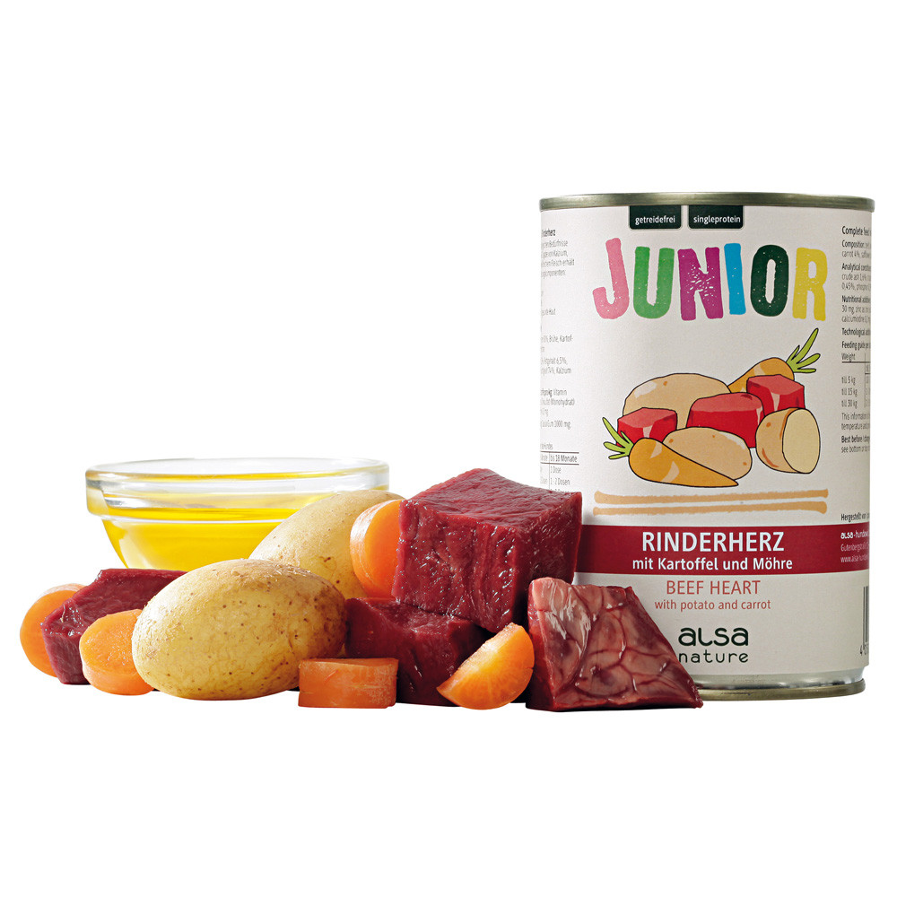 alsa-nature Puppy en Junior Runderhart met aardappel & wortel, 400 g, Aantal: 400 g