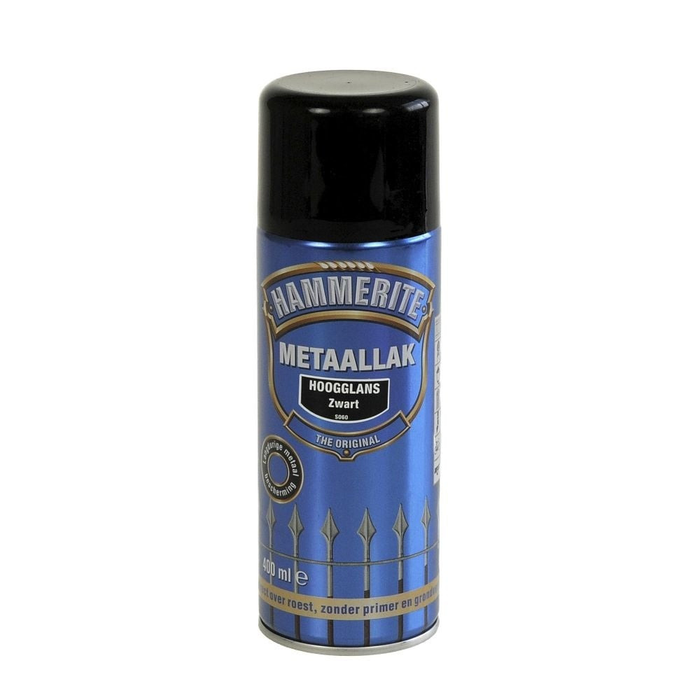 Hammerite Metaallak Direct over Roest Hoogglans Spuitbus - 400 ml S060 Zwart