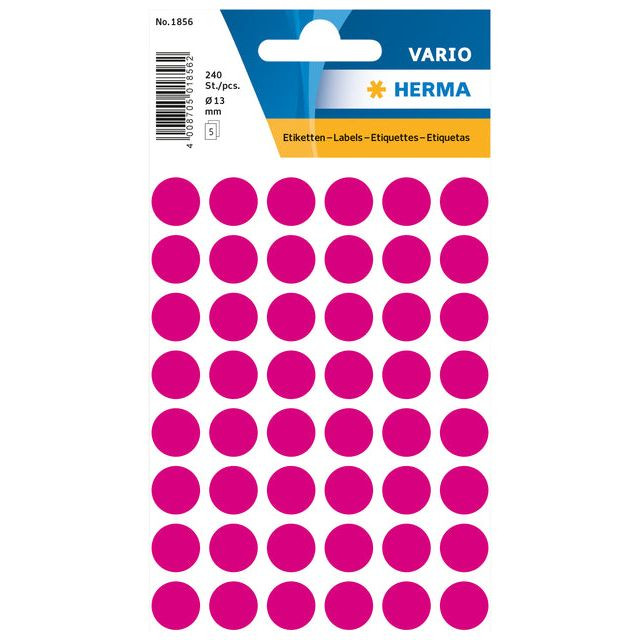 Etiket HERMA 1856 rond 13mm roze 240stuks