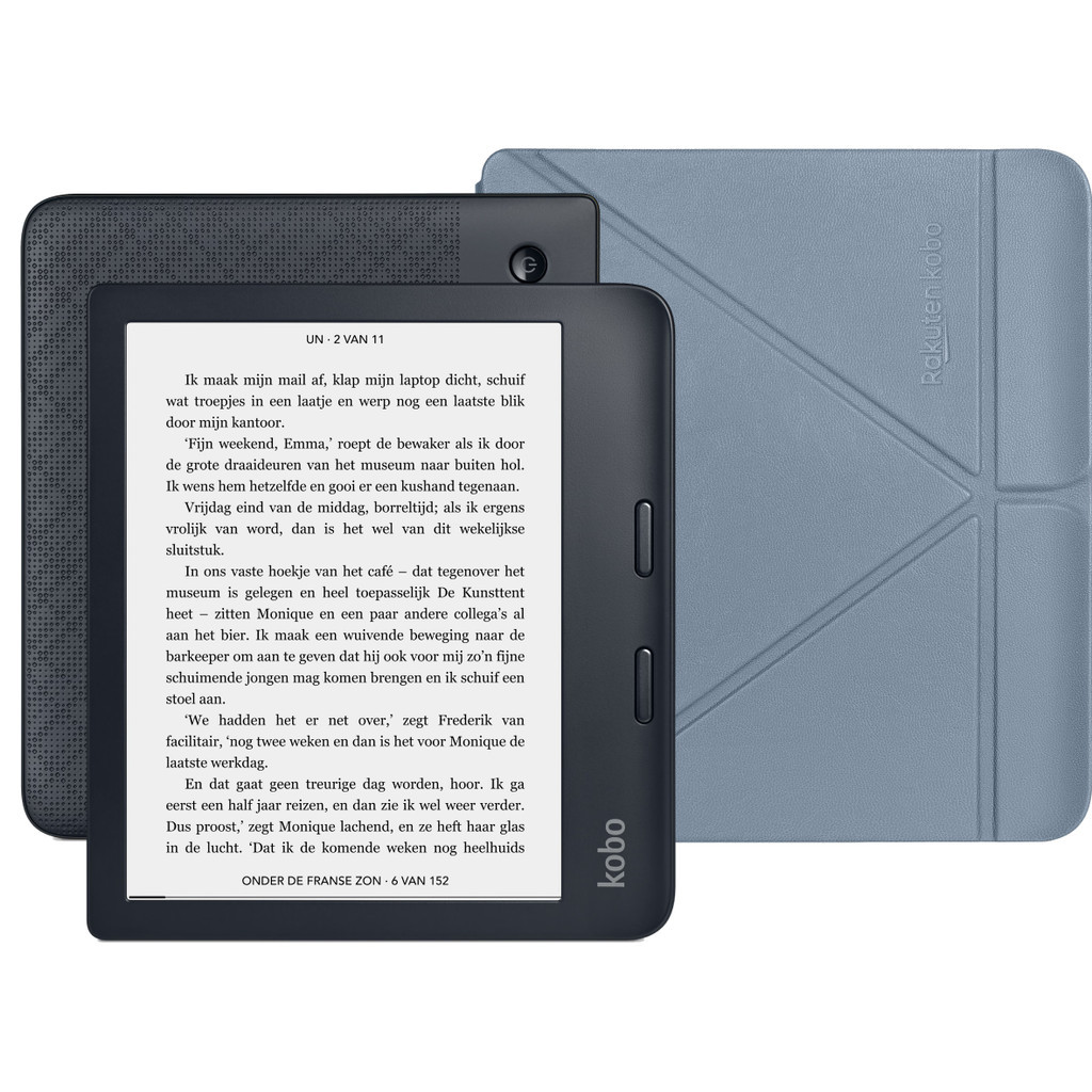 Kobo Libra 2 Zwart + Sleep Cover Blauw