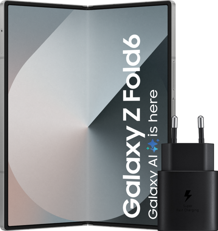 Samsung Galaxy Z Fold 6 512GB Zilver 5G + Samsung Oplader 25W Zwart