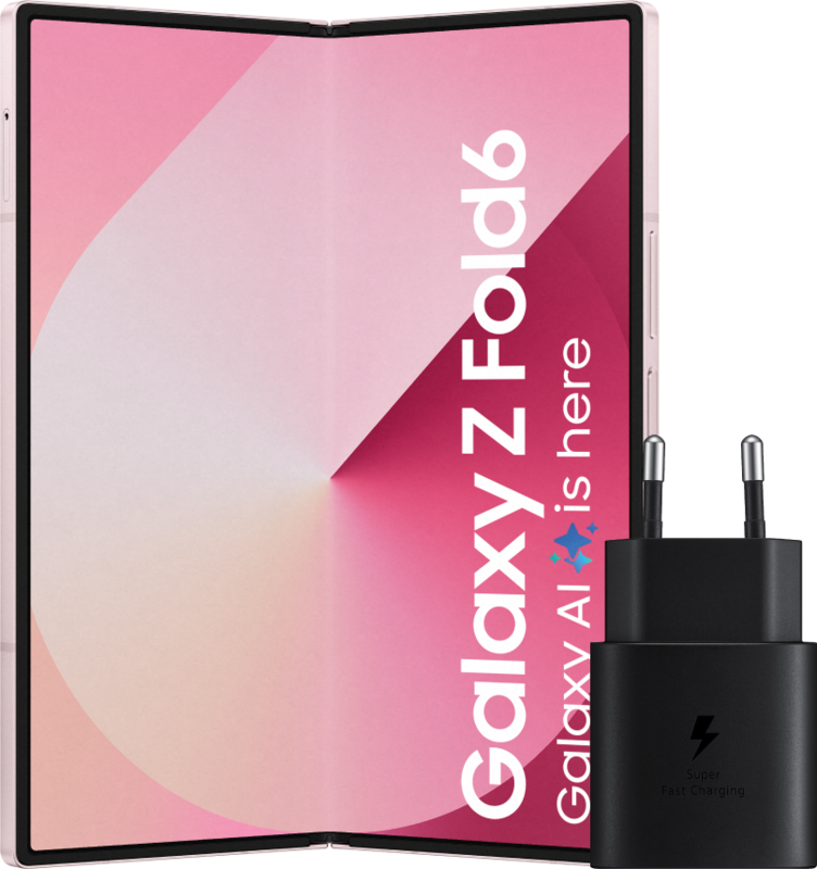 Samsung Galaxy Z Fold 6 256GB Roze 5G + Samsung Oplader 25W Zwart