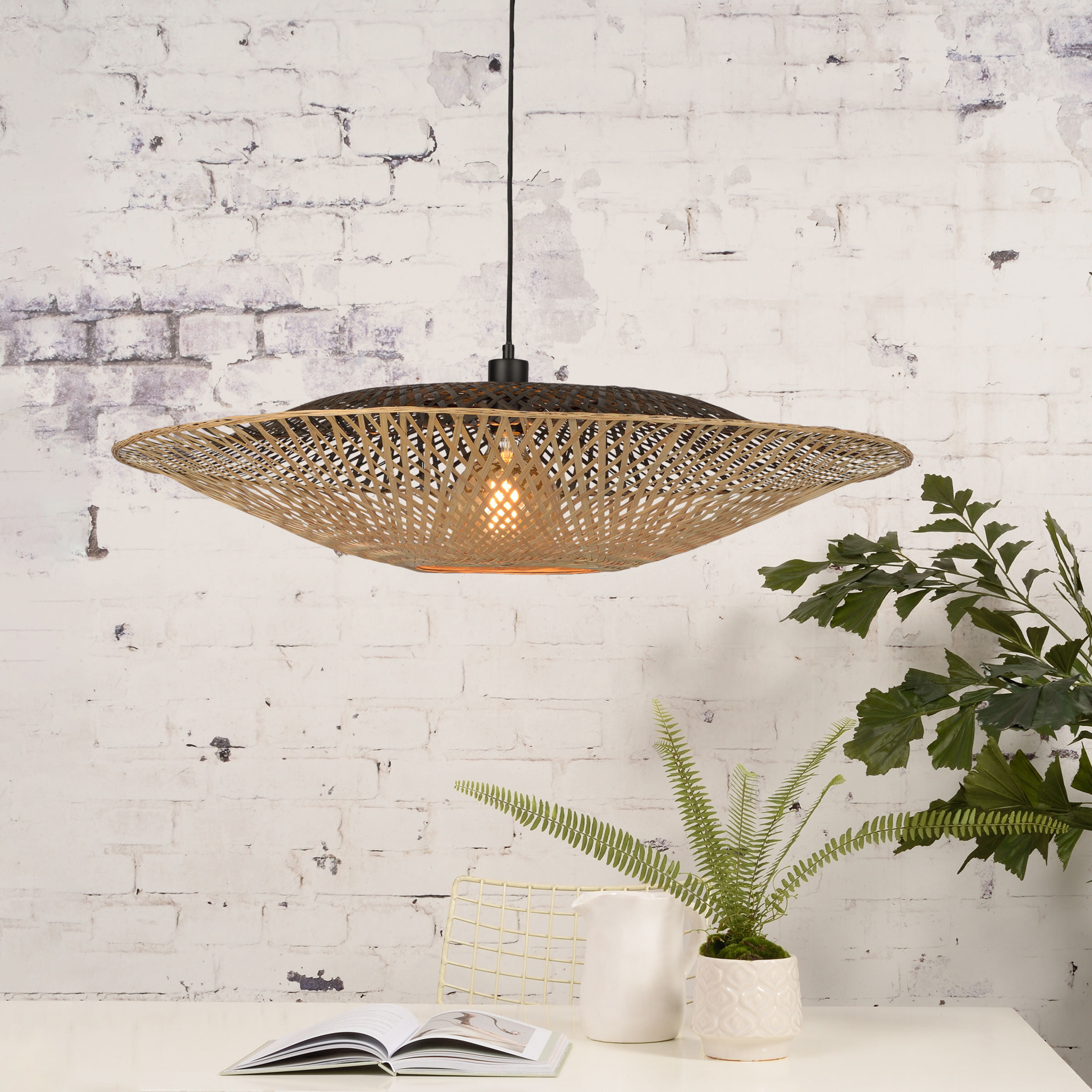 GOOD&MOJO Hanglamp 'Kalimantan' 87cm, Bamboe, kleur Naturel