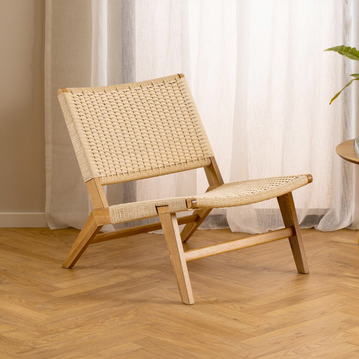 Bendt Fauteuil Rodrigues Eiken / Gevlochten touw - Wit