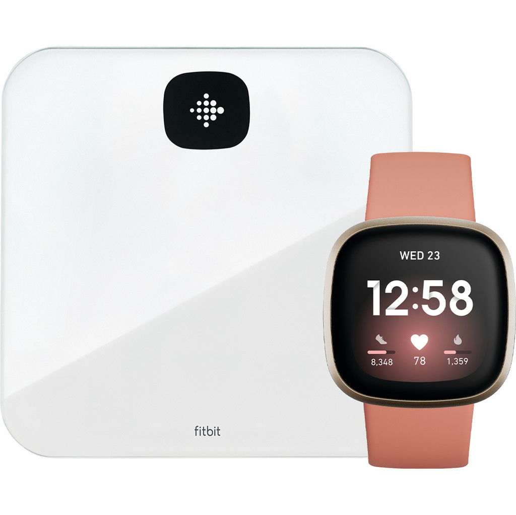 Fitbit Versa 3 Roze/Goud + Fitbit Aria Air Wit