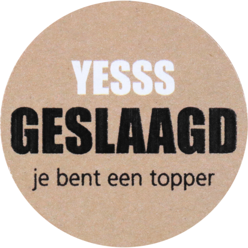 Etiket | Cadeauetiket | papier | Yesss geslaagd | je bent een topper | ∅35mm | rol à 500 stuks